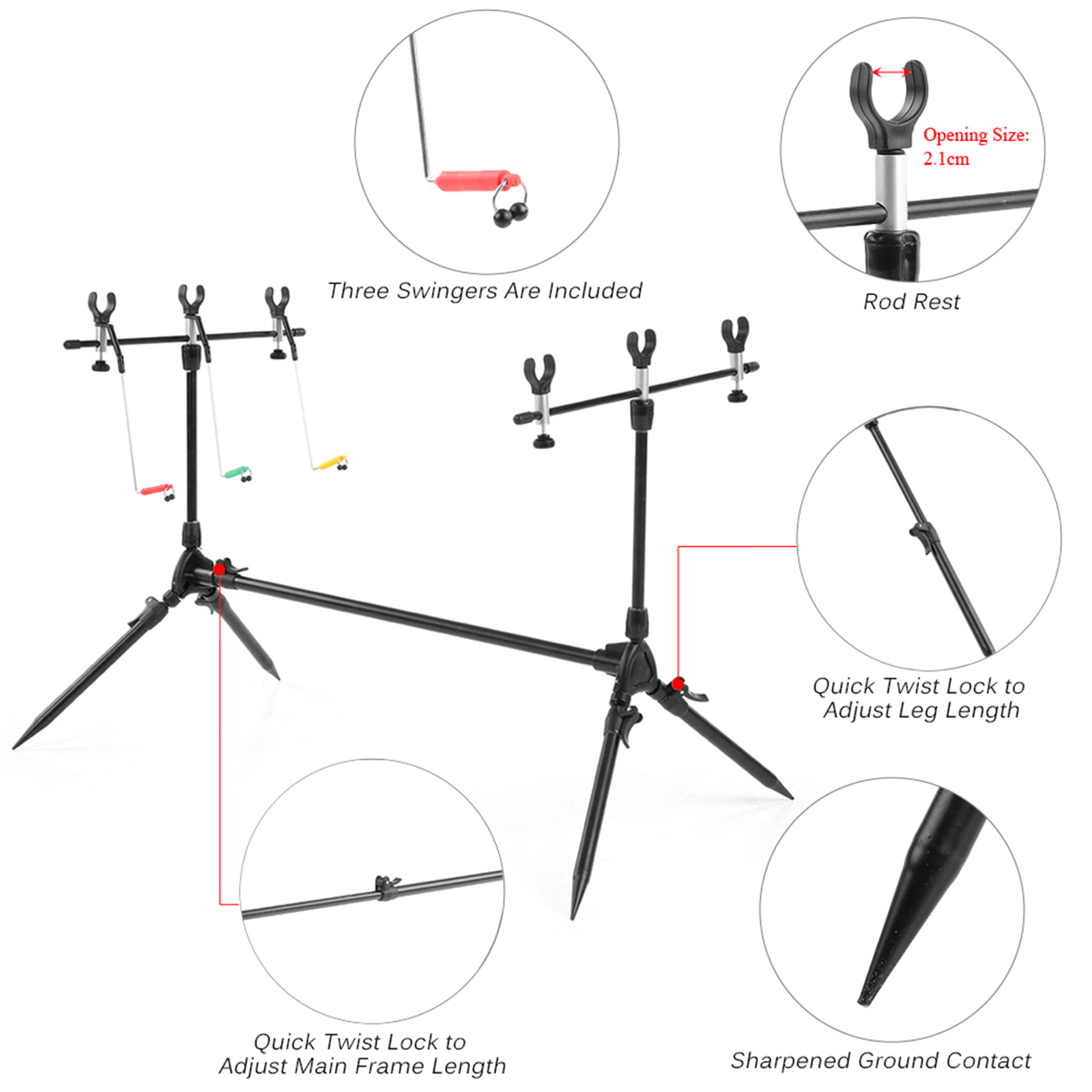 Lixada-Pesca Rod Pod Stand Hol - Fish Alarm avaliação e preço
